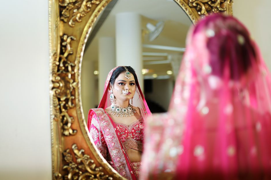 Bride getting ready with intricate details